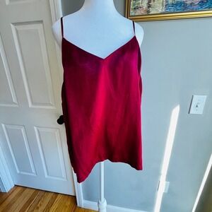Women's V Neck Spaghetti Strap Slip Camisole Top Deep Red Velvet Luxe Size XXL